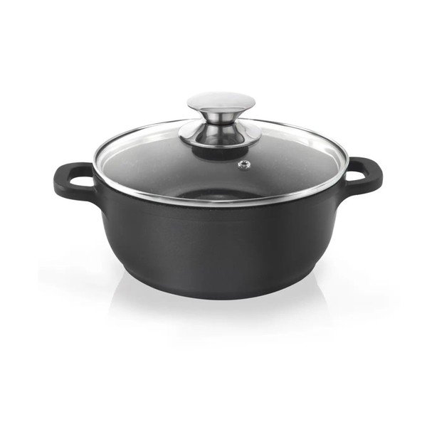 Katls ar nelīpošu virsmu un stikla vāku Pfluon Granit Orion Grande, ⌀ 20 cm
