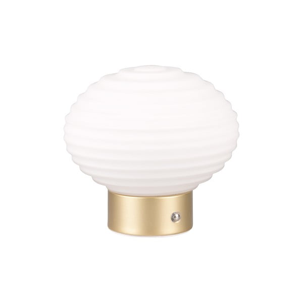 Balta/zelta krāsas LED galda lampa ar regulējamu spilgtumu un stikla abažūru (augstums 14,5 cm) Earl – Trio