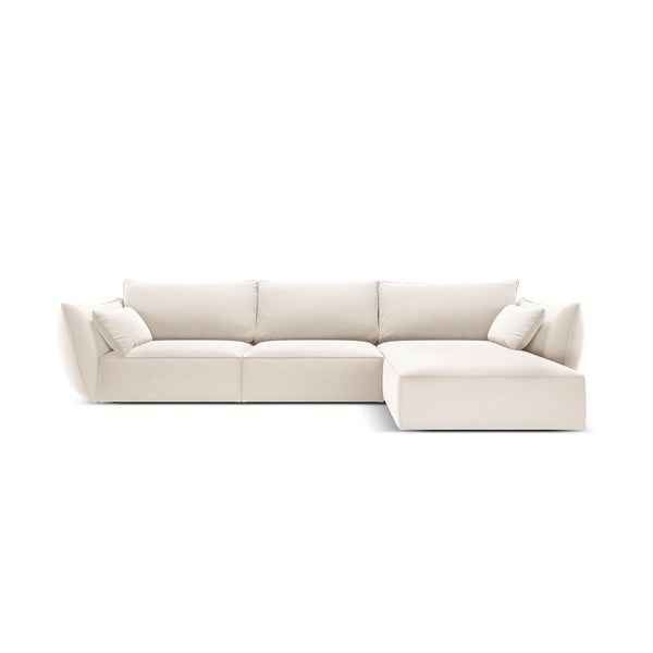 Bēšs samta stūra dīvāns (ar labo stūri/ar zvilni) Vanda – Mazzini Sofas
