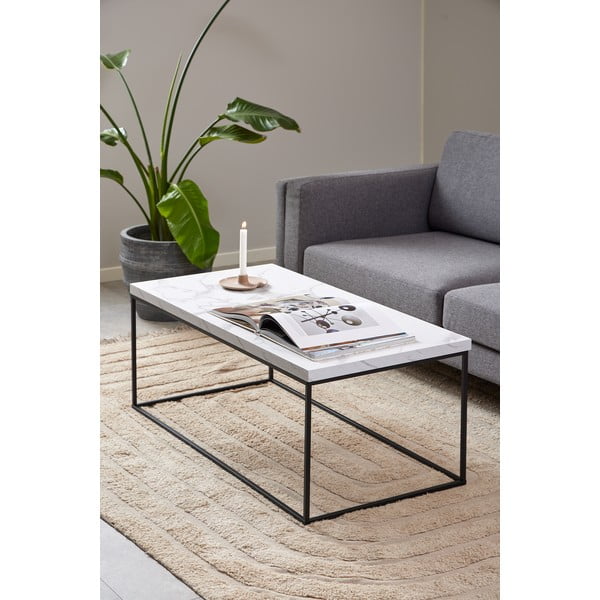 Bēšs žurnālgaldiņš ar marmora imitācijas galda virsmu 55x110 cm Barossa – Actona-image-1