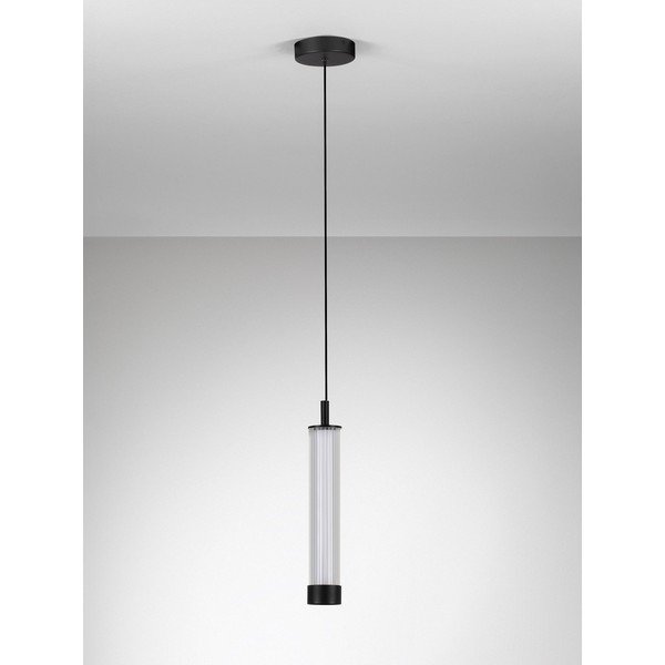 Matēti melna alumīnija LED piekaramā lampa ar regulējamu spilgtumu ar stikla abažūru ø 6,5 cm Glovia – Nova Luce-image-4