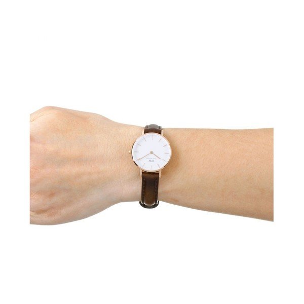 Sieviešu pulkstenis ar ādas siksniņu un baltu ciparnīcu ar rozā zelta detaļām Daniel Wellington Petite Bristol, ⌀ 28 mm-image-2