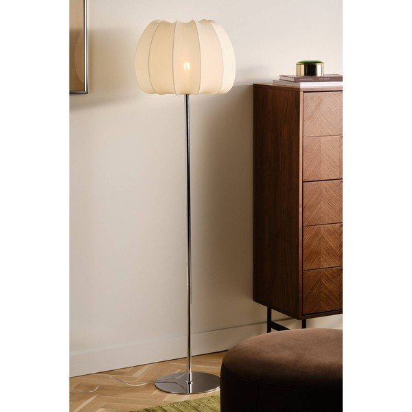 Balta/spīdīgas sudraba krāsas tekstila stāvlampa (augstums 150 cm) Pion – Jotex-image-1