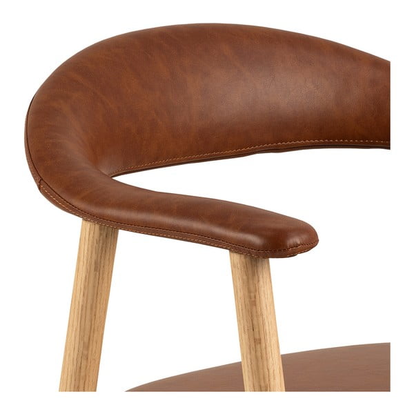 Konjakbrūni/dabīga toņa mākslīgās ādas pusdienu krēsli (2 gab.) Addi – Actona-image-4