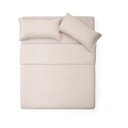 Pelēkbēša divguļamā/īpaši gara gultas veļa no lina maisījuma 240x220 cm Simmel – Kave Home