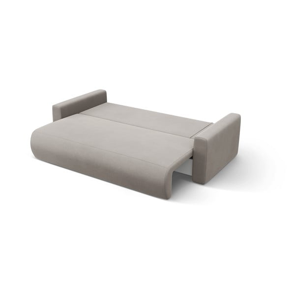 Gaiši pelēks samta salokāms stūra dīvāns ar uzglabāšanas vietu Belfast – Cosmopolitan Design-image-3