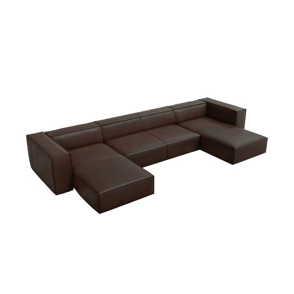 Tumši brūns ādas stūra dīvāns (U veida) Madame – Windsor & Co Sofas-image-2