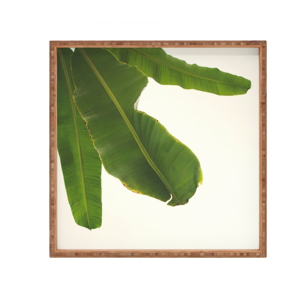 Koka dekoratīvais servīzes paplātes Leaf, 40 x 40 cm