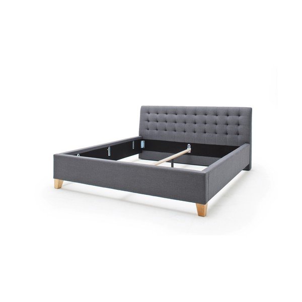 Pelēka polsterēta divvietīga gulta bez režģa 140x200 cm Lucca – Meise Möbel-image-2
