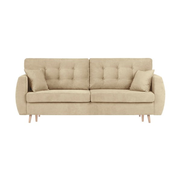 Bēšs trīsvietīgs dīvāns ar glabāšanas vietu Cosmopolitan Design Amsterdam, 231 x 98 x 95 cm