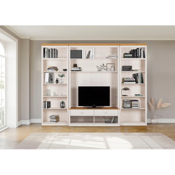 Balts priedes masīvkoka TV plauktu komplekts 288x223 cm Anita – Støraa-image-1