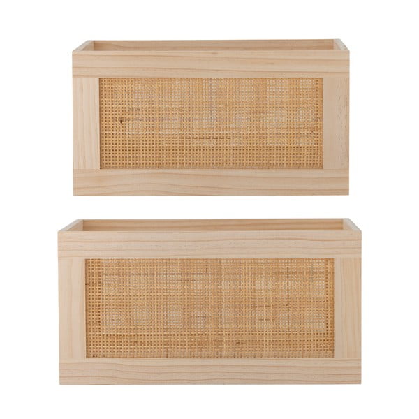 Dabīga toņa koka uzglabāšanas kastes (2 gab.) 39x29x20 cm Piana – Bloomingville-image-2