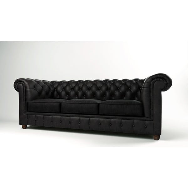Melns samta dīvāns 230 cm Cambridge – Ropez