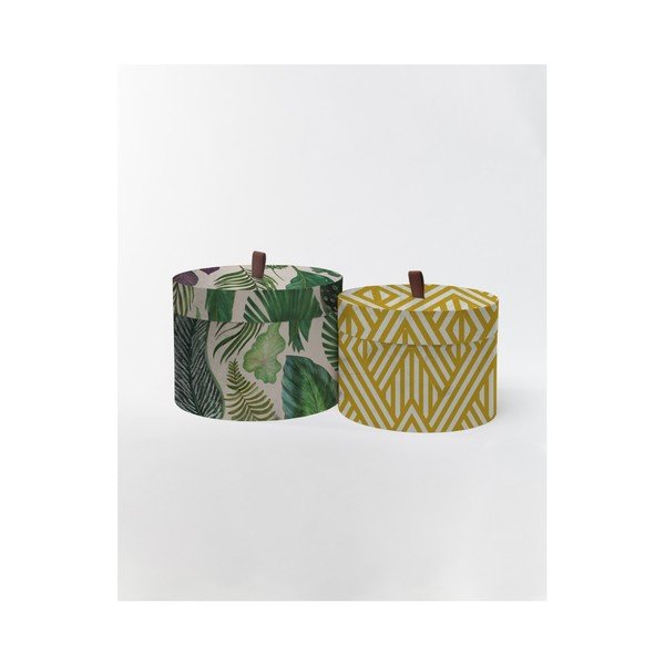2 apaļu glabāšanas kastu komplekts Velvet Atelier Leaves