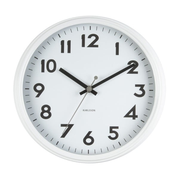Balts Karlsona emblēmu pulkstenis