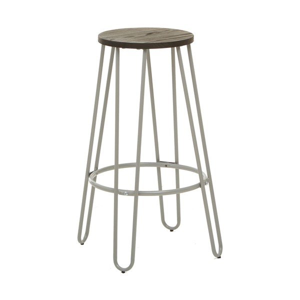 Pelēka/tumša dabīga toņa gobas masīvkoka bāra taburete (sēdekļa augstums 75 cm) District – Premier Housewares