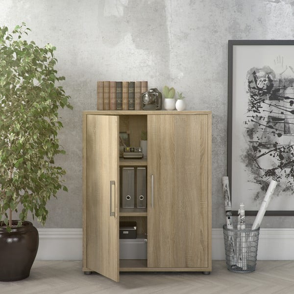 Dabīga toņa modulārais grāmatu plaukts ar ozolkoka imitāciju 89x113 cm Prima – Tvilum-image-1