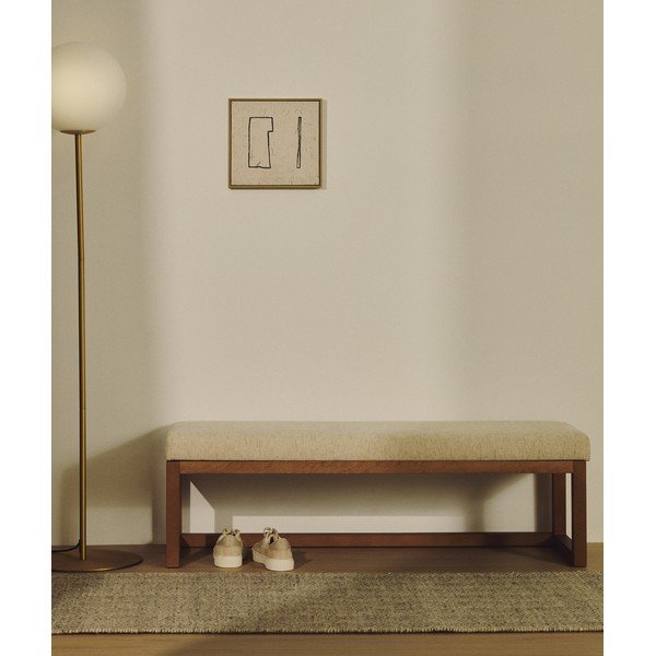 Bēšs/tumša dabīga toņa polsterēts sols Loya – Kave Home-image-1