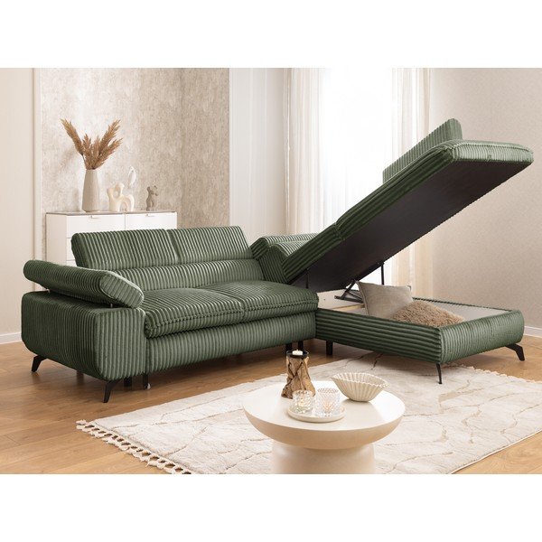 Zaļš velveta stūra dīvāns (ar labo stūri/L veida) Marbeya  – Ropez-image-4