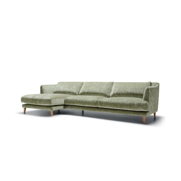 Gaiši zaļš samta stūra dīvāns (ar kreiso stūri) Vera – Sits