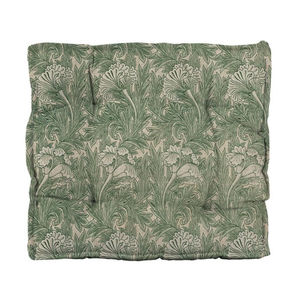Zaļš krēsla sēdekļa spilvens ar linu Tierra Bella Green Flowers, 37 x 37 cm-image-2