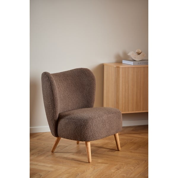 Brūns atpūtas krēsls no buklē auduma Elmont – Actona-image-1