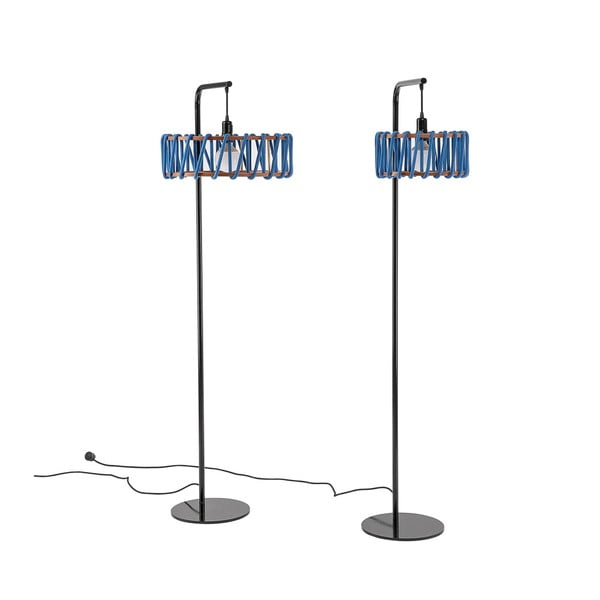 Stāvlampa ar melnu konstrukciju un lielu zilu abažūru EMKO Macaron-image-4