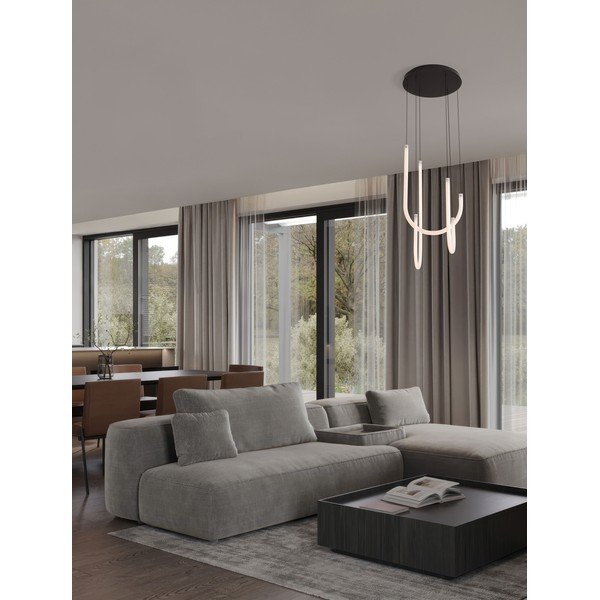 Balta/matēti melna tērauda LED piekaramā lampa ar regulējamu spilgtumu ar akrila stikla abažūru ø 41 cm Topaz – Nova Luce-image-1