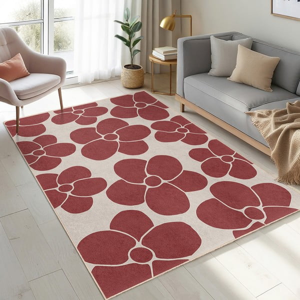 Sarkans mazgājams celiņa paklājs 80x200 cm Red Meadow – Mila Home-image-4