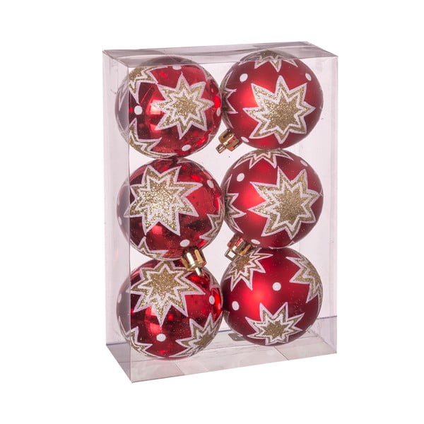 6 Ziemassvētku rotājumu komplekts sarkanā krāsā Unimasa Estrellas, ø 5 cm