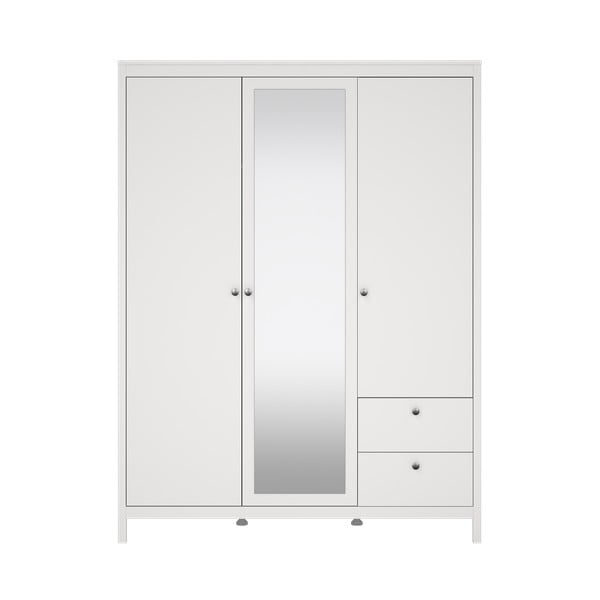 Balts drēbju skapis ar spoguli 150x199x58 cm Madrid – Tvilum