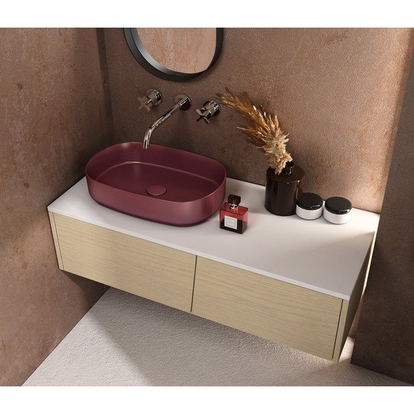 Bordo krāsas keramikas izlietne Sapho Infinity Oval, 55 x 36 cm-image-4