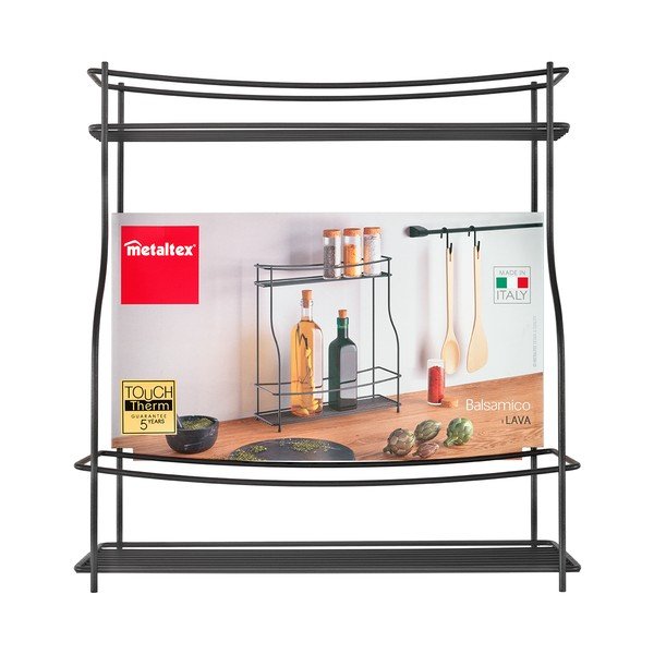 Melns divlīmeņu papildu plaukts virtuvei Metaltex Balsamico Lava-image-3
