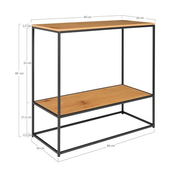 Dabīga toņa konsoles galds ar ozolkoka imitācijas galda virsmu 80x36 cm Vita – House Nordic-image-4