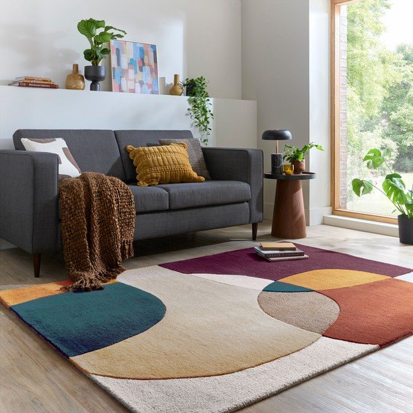 Violets ar rokām darināts vilnas paklājs 120x170 cm Glow Purple Multi – Flair Rugs-image-1