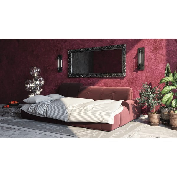 Tumši rozā samta stūra izvelkamais dīvāns Devichy Tous, labais stūris-image-1