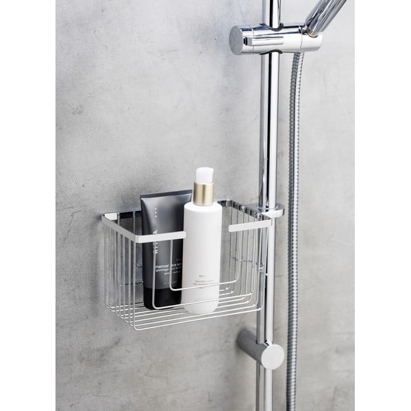 Spīdīgas sudraba krāsas nerūsējošā tērauda vannas istabas plaukts ar uzstādīšanu bez urbšanas Valognes – Wenko-image-1