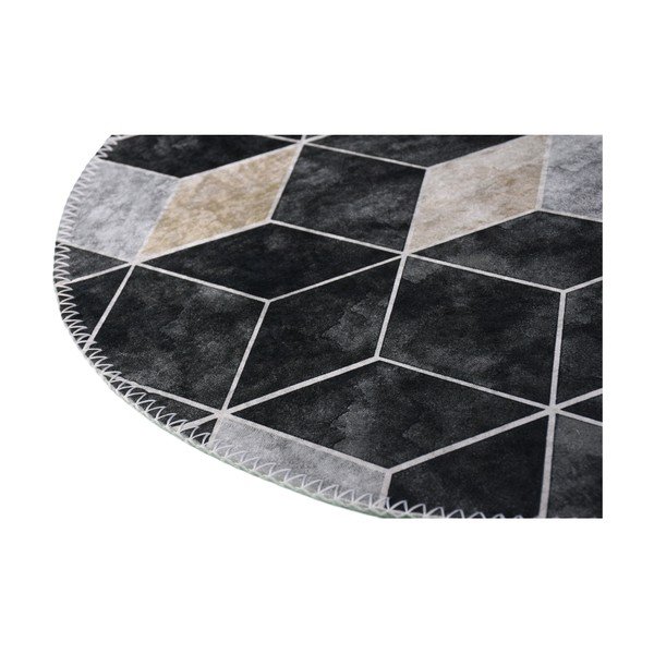 Balts/pelēks mazgājams apaļš paklājs ø 120 cm – Vitaus-image-2