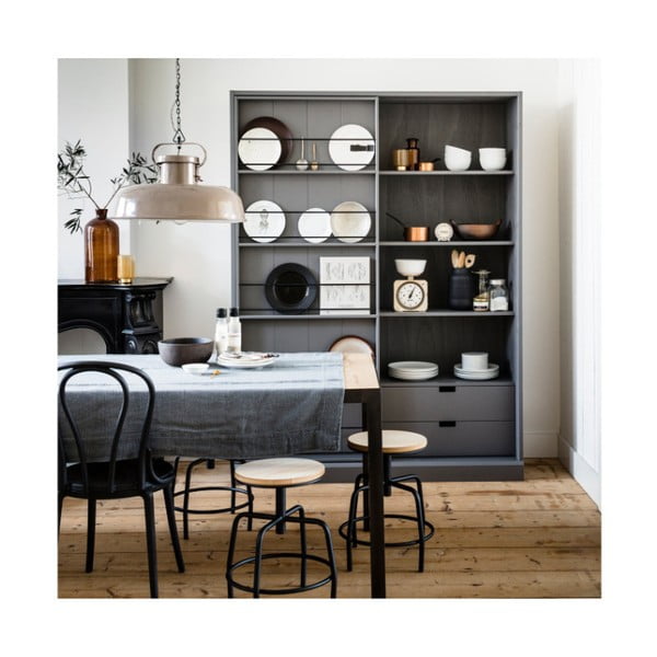 Melns un balts metāla taburete WOOOD-image-1