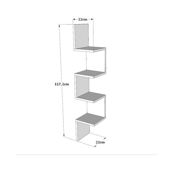 Tumši pelēks sienas grāmatu plaukts 22x117 cm Laura – Kalune Design-image-2