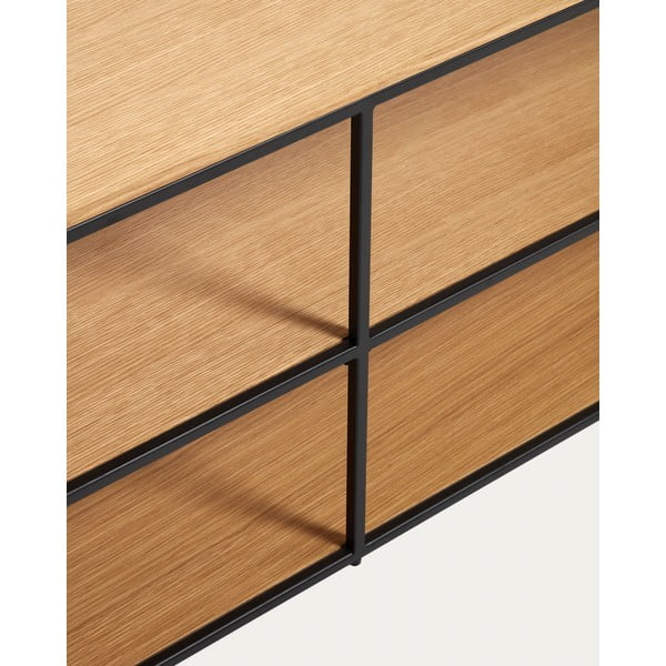 Melns/dabīga toņa TV galdiņš ar ozolkoka imitāciju 160x50 cm Yoana – Kave Home-image-1