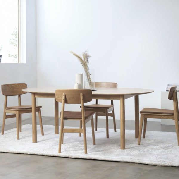 Konjakbrūns/dabīga toņa mākslīgās ādas pusdienu krēsls Livo – Unique Furniture-image-1