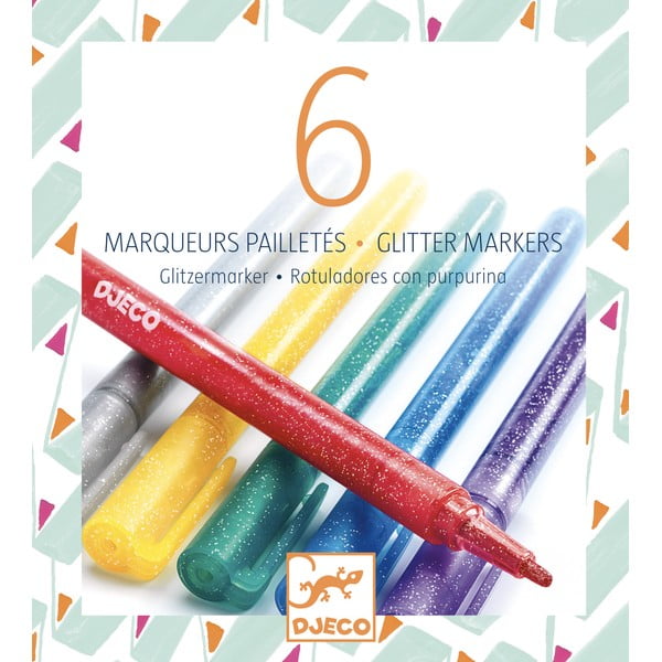 6 mirdzošu flomāsteru komplekts Djeco Glitter-image-1