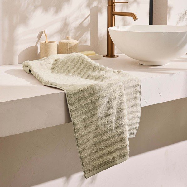 Bēšs frotē kokvilnas dvielis 50x90 cm Maya – douceur d'intérieur-image-1