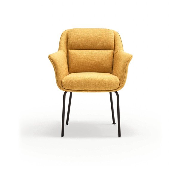 Sinepju dzeltens polsterēts ēdamistabas krēsls ar roku balstiem Sadira – Teulat-image-2