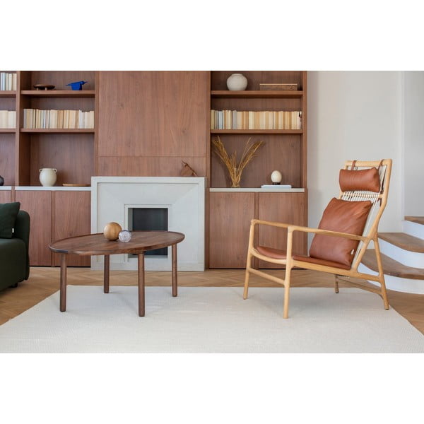 Krēsls ar ozolkoka konstrukciju un brūnu bifeļādas sēdekli Gazzda Dedo-image-1