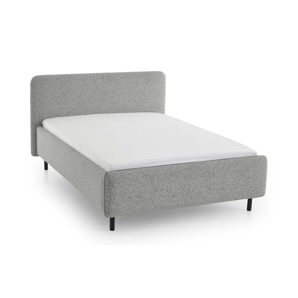 Gaiši pelēka polsterēta divvietīga gulta ar veļas kasti ar redelēm 140x200 cm Primo – Meise Möbel-image-2