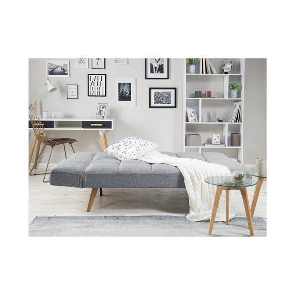 Gaiši pelēks dīvāns gulta Monobeli Nancy-image-3