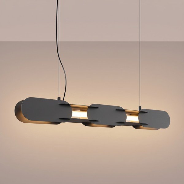 Melna metāla LED piekaramā lampa CHAIN – Thoro-image-1