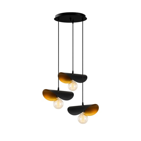 Melna/zelta krāsas piekaramā lampa ar metāla abažūru ø 45 cm Sivani – Opviq lights